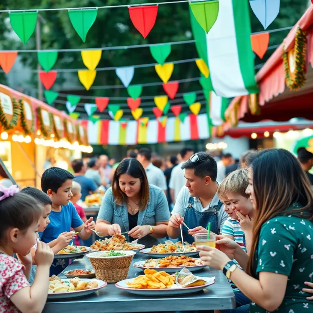 Families enjoying the West Michigan Italian Festival with food and games