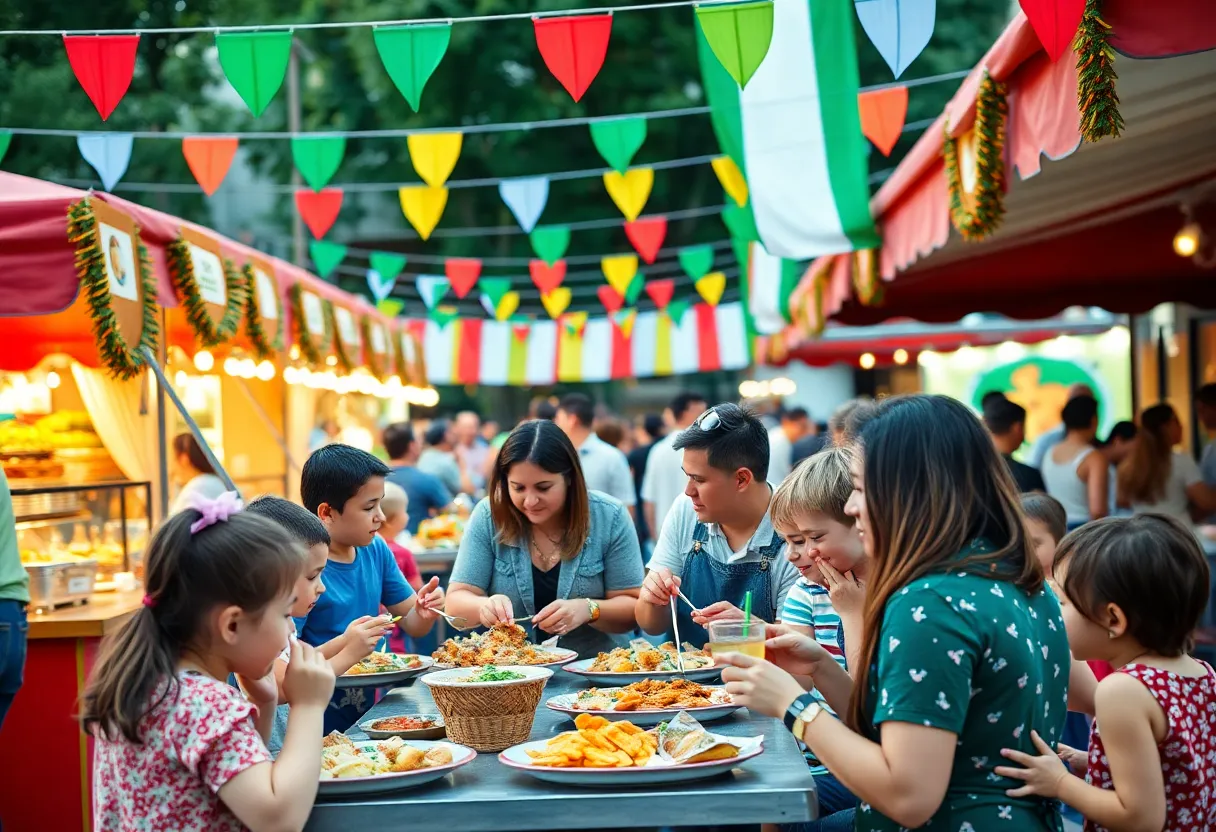 Families enjoying the West Michigan Italian Festival with food and games