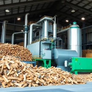 Woodchuck biomass facility converting wood waste into renewable energy