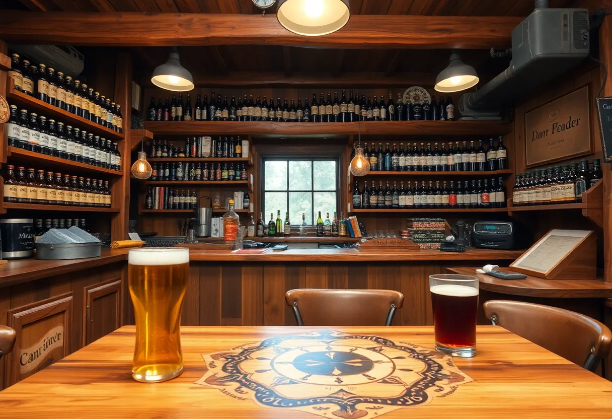 Interior of Arktos Meadery with bar and mead bottles