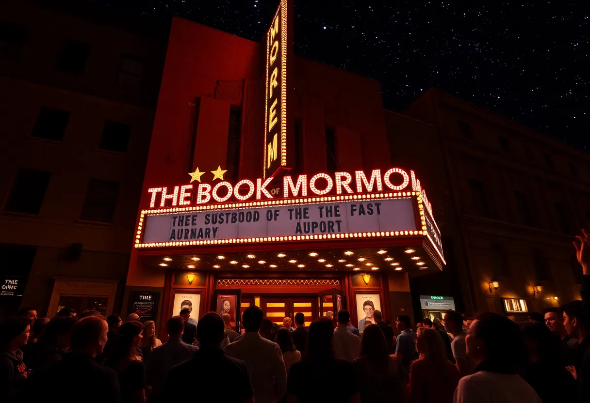 Excited audience outside DeVos Performance Hall for The Book of Mormon
