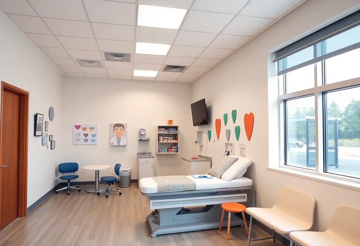 Exterior view of the Child and Adolescent Health Center at Harrison Park Academy
