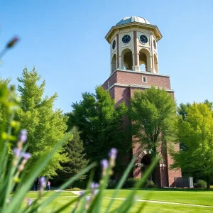Cook Carillon Tower surrounded by greenery
