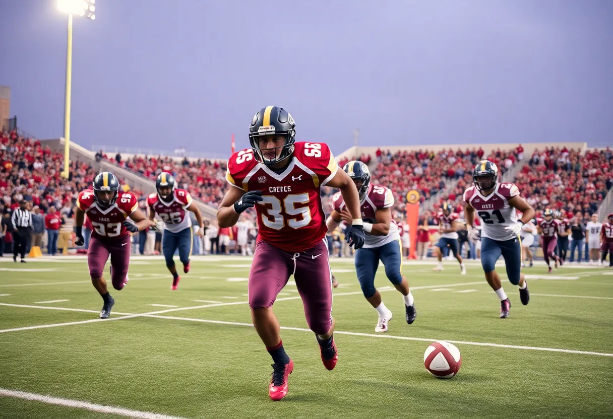 Ferris State Bulldogs football players competing in a game
