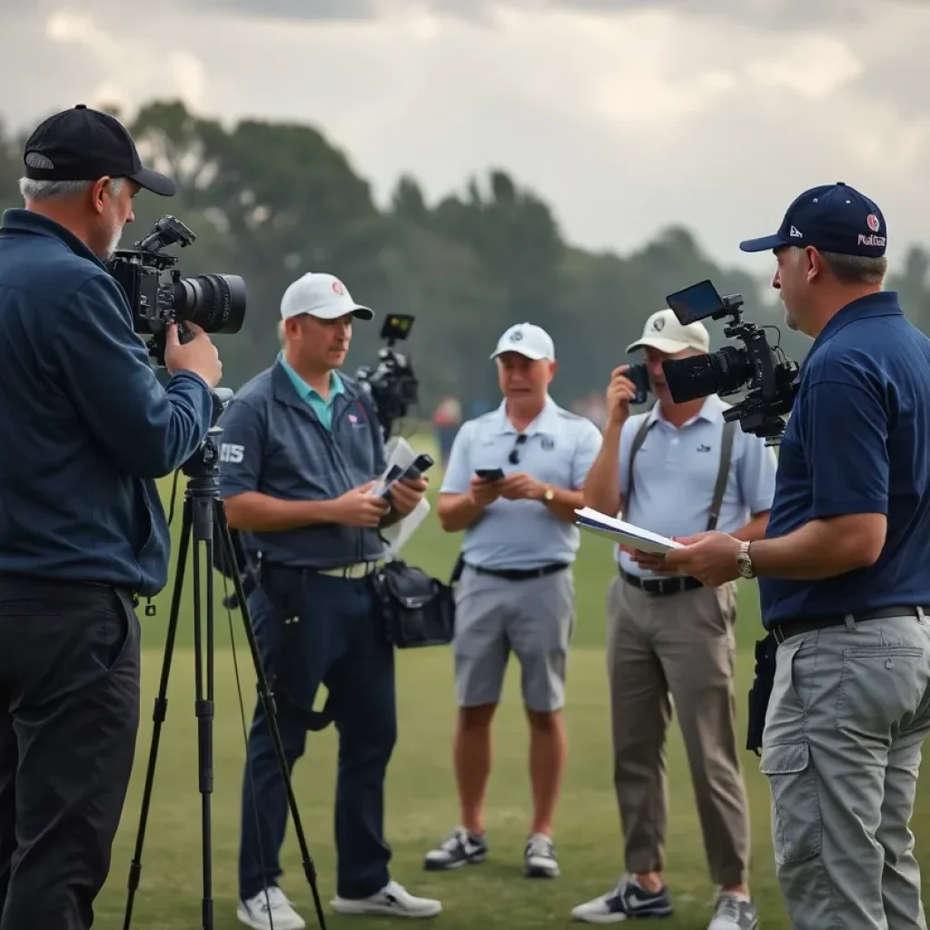 Media professionals covering a golf tournament