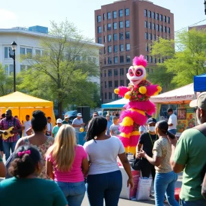 Community celebration at Rosa Parks Circle for Grand Rapids anniversary with music and activities.