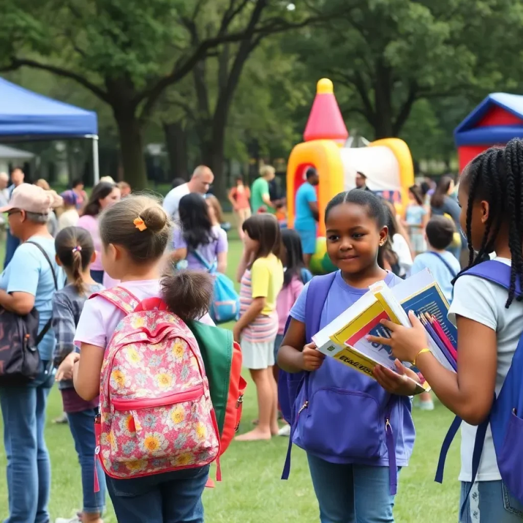 Families enjoying activities at the Grand Rapids Back-to-School Fair