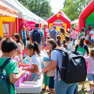 Families enjoying activities at the Grand Rapids Back-to-School Fair