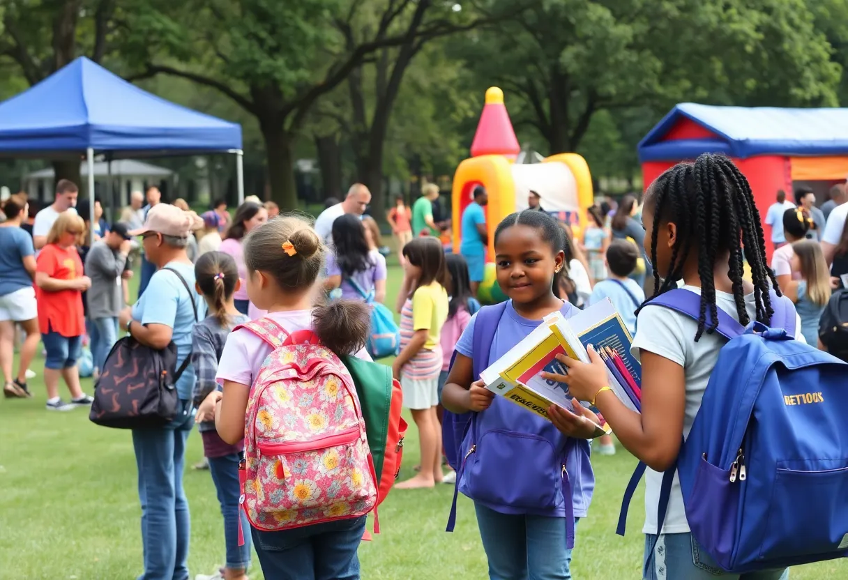 Families enjoying activities at the Grand Rapids Back-to-School Fair