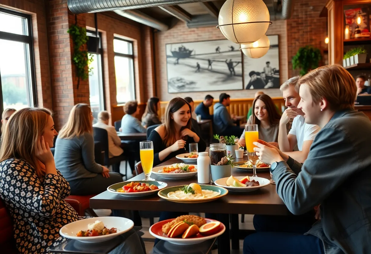 Diverse brunch dishes served in a café in Grand Rapids