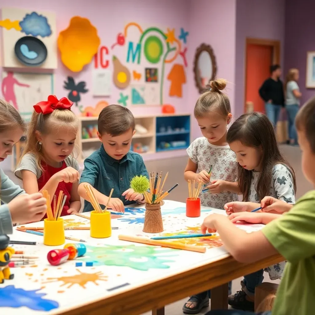 Children participating in art workshop at Grand Rapids Children's Museum