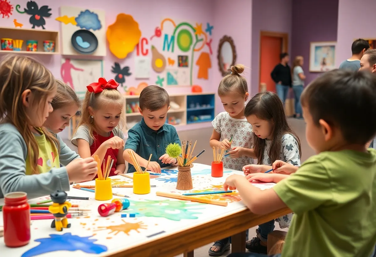 Children participating in art workshop at Grand Rapids Children's Museum