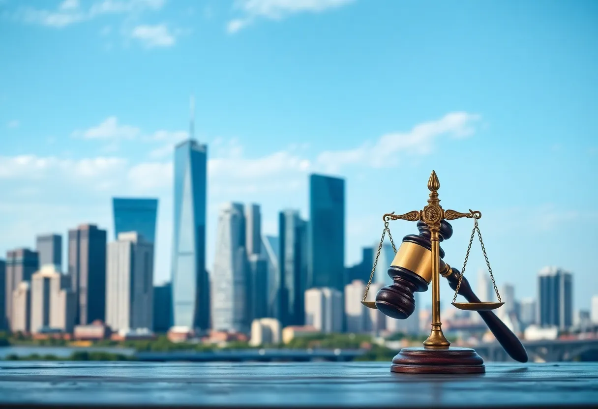 Skyline of Grand Rapids with legal elements