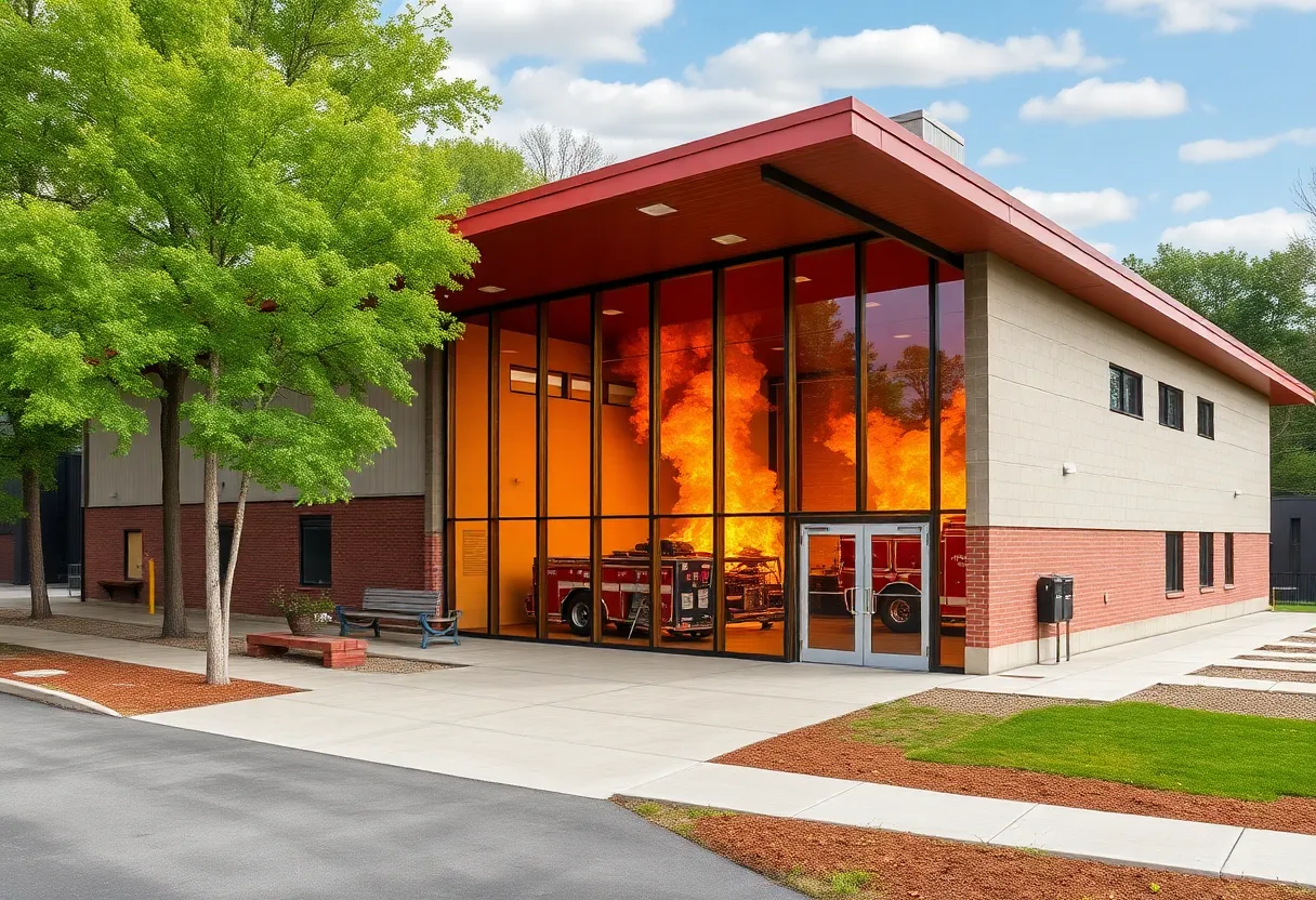 Rendering of Grand Rapids firefighter training center under construction