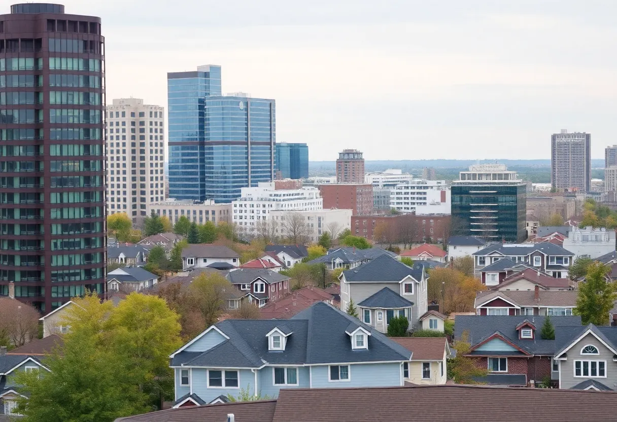 Cityscape of Grand Rapids highlighting residential and modern architectural developments.