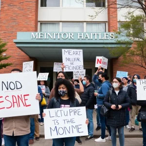 Demonstrators protesting outside a women's health clinic in Grand Rapids