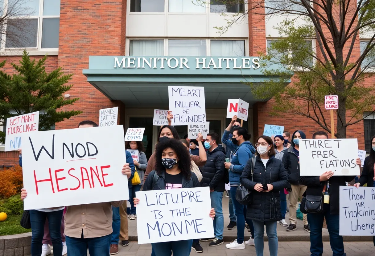 Demonstrators protesting outside a women's health clinic in Grand Rapids