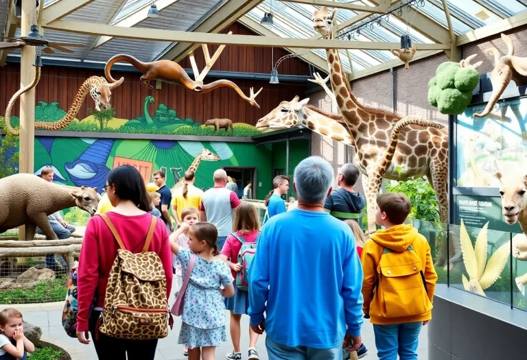 Families and visitors exploring the Grand Rapids Zoo and Public Museum.