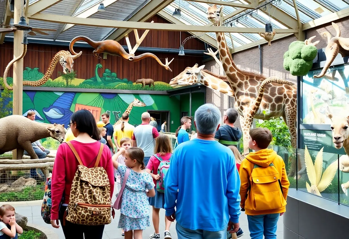 Families and visitors exploring the Grand Rapids Zoo and Public Museum.