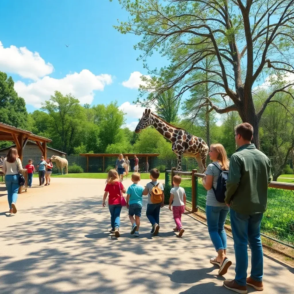 Families enjoying a day at the zoo with an emphasis on safety.