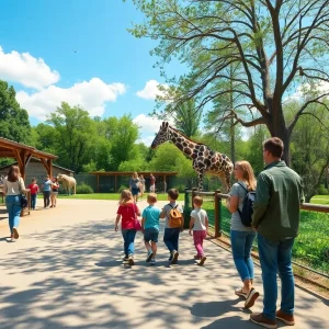 Families enjoying a day at the zoo with an emphasis on safety.