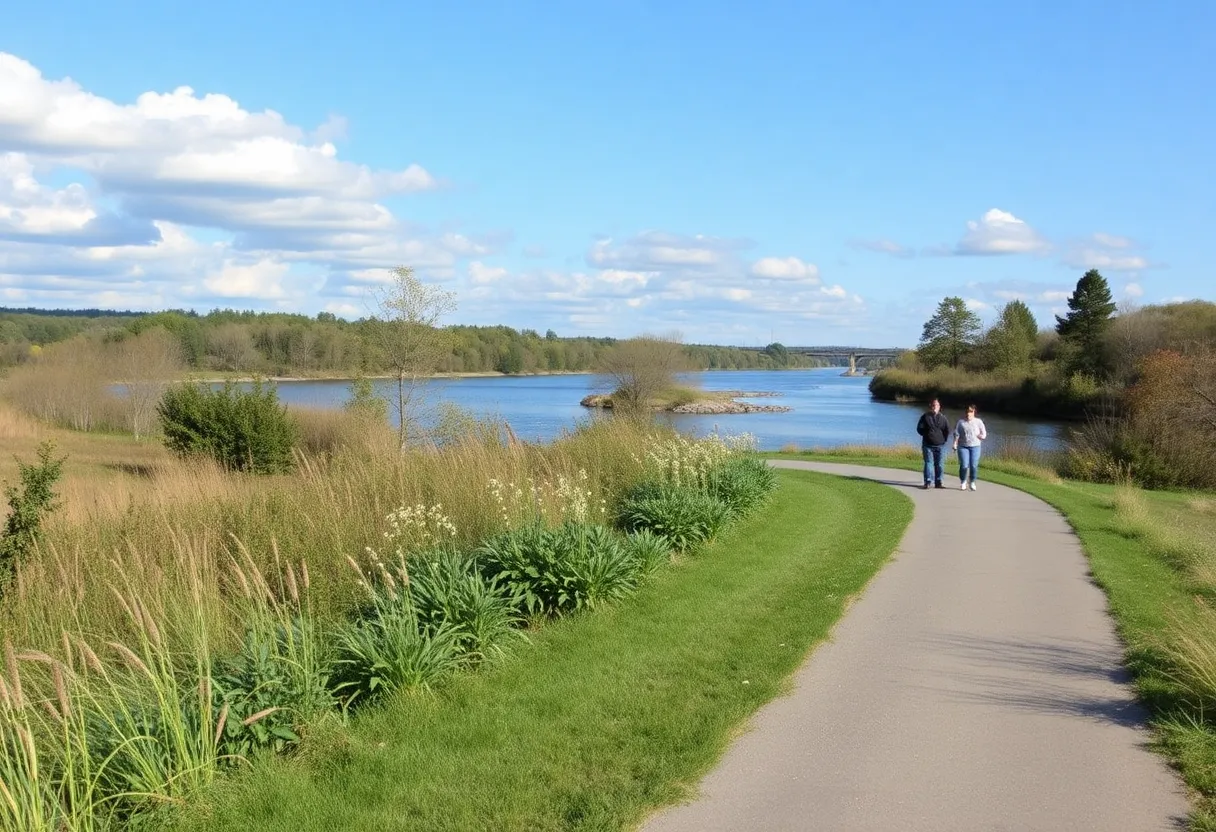 Scenic view of the Grand River Greenway trail in West Michigan