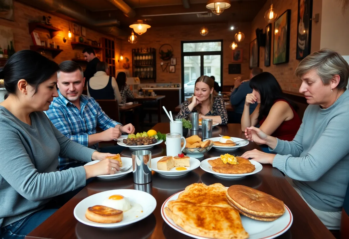 Customers dining at Lucy's Cafe for breakfast