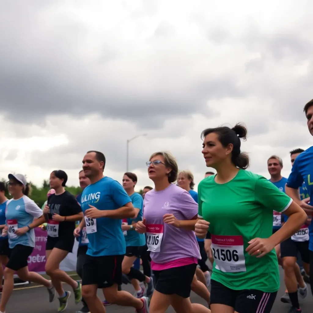 Participants running during the Lung Legacy 5K event.