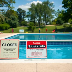 Closed swimming pool at MLK Park in Grand Rapids