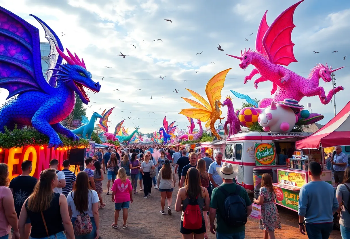 Festival scene with whimsical themes and lively atmosphere in Grand Rapids