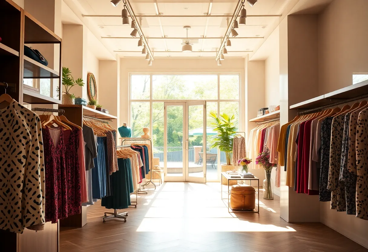 Interior view of Roman James upscale clothing boutique