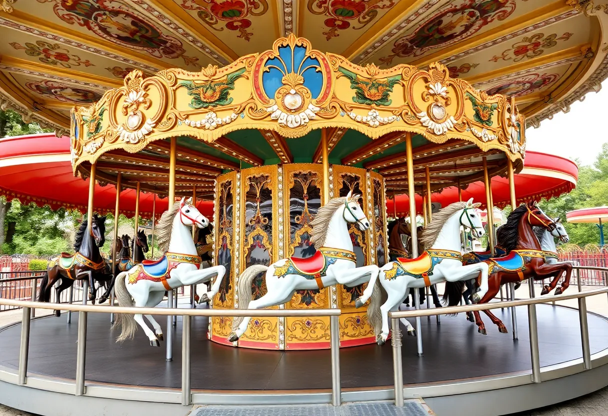 Restored Spillman Carousel with colorful horses and accessibility features
