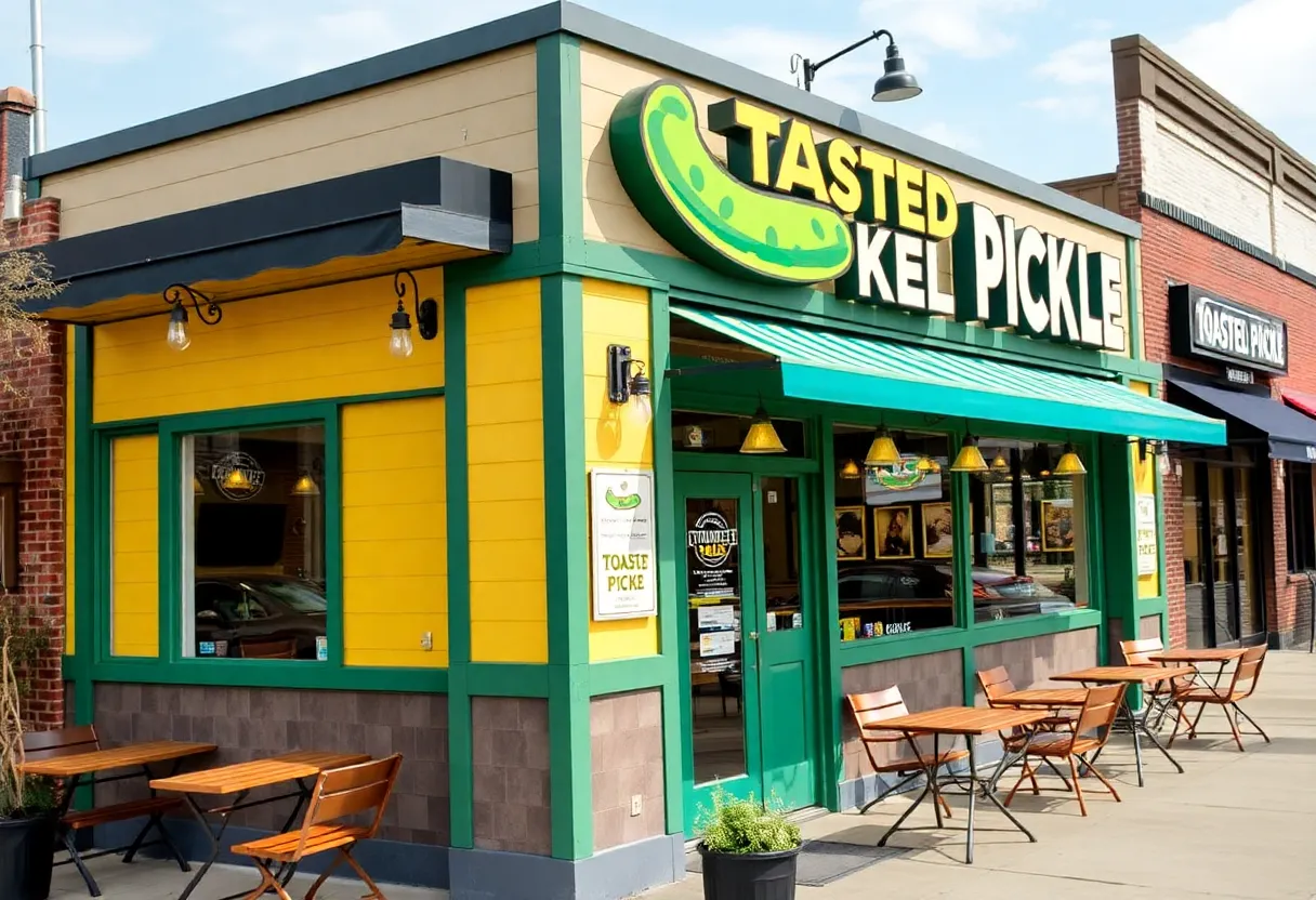 Exterior view of Toasted Pickle restaurant in Grand Rapids