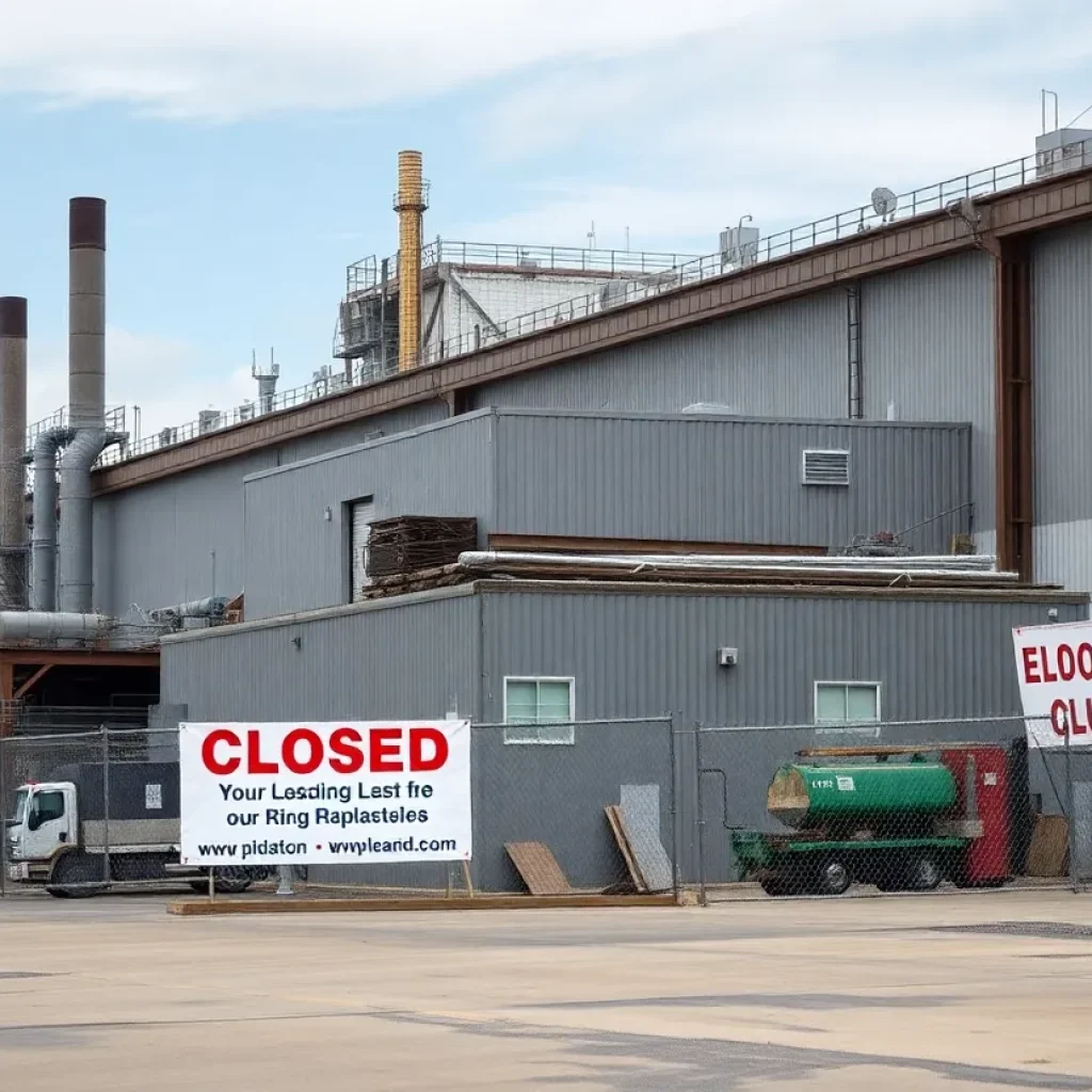 Utz Brands manufacturing facility building with closure signs.