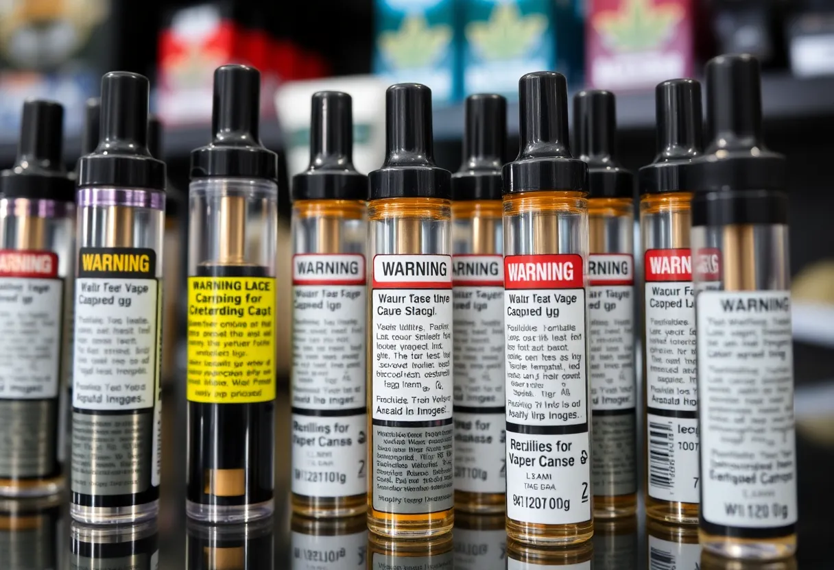 Recall notification on vape cartridges in a dispensary