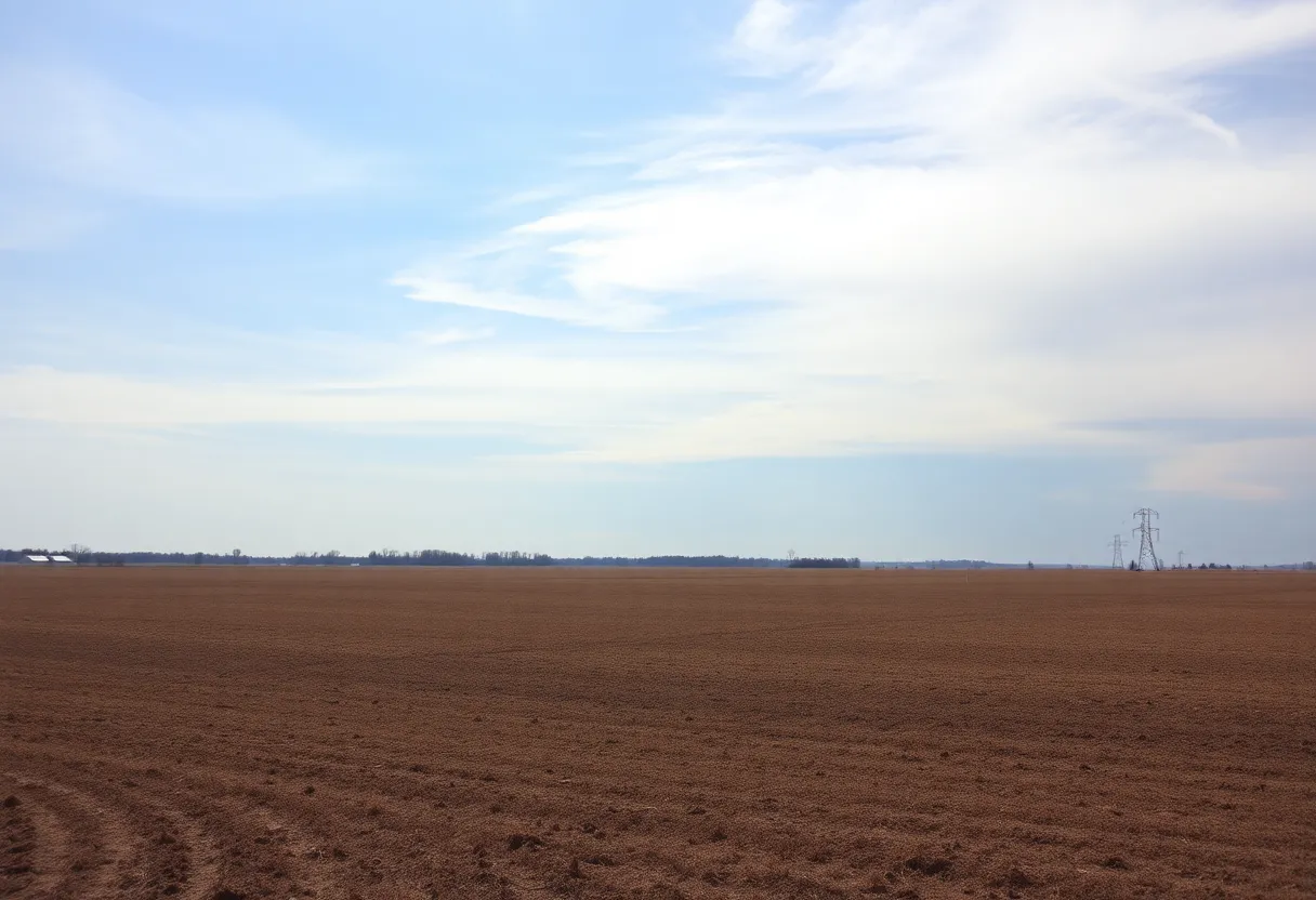 Drought-stricken agricultural fields in West Michigan