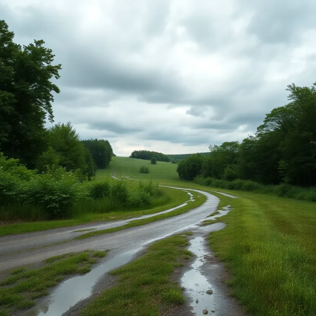 Lush West Michigan landscape after rainfall with clear blue skies.