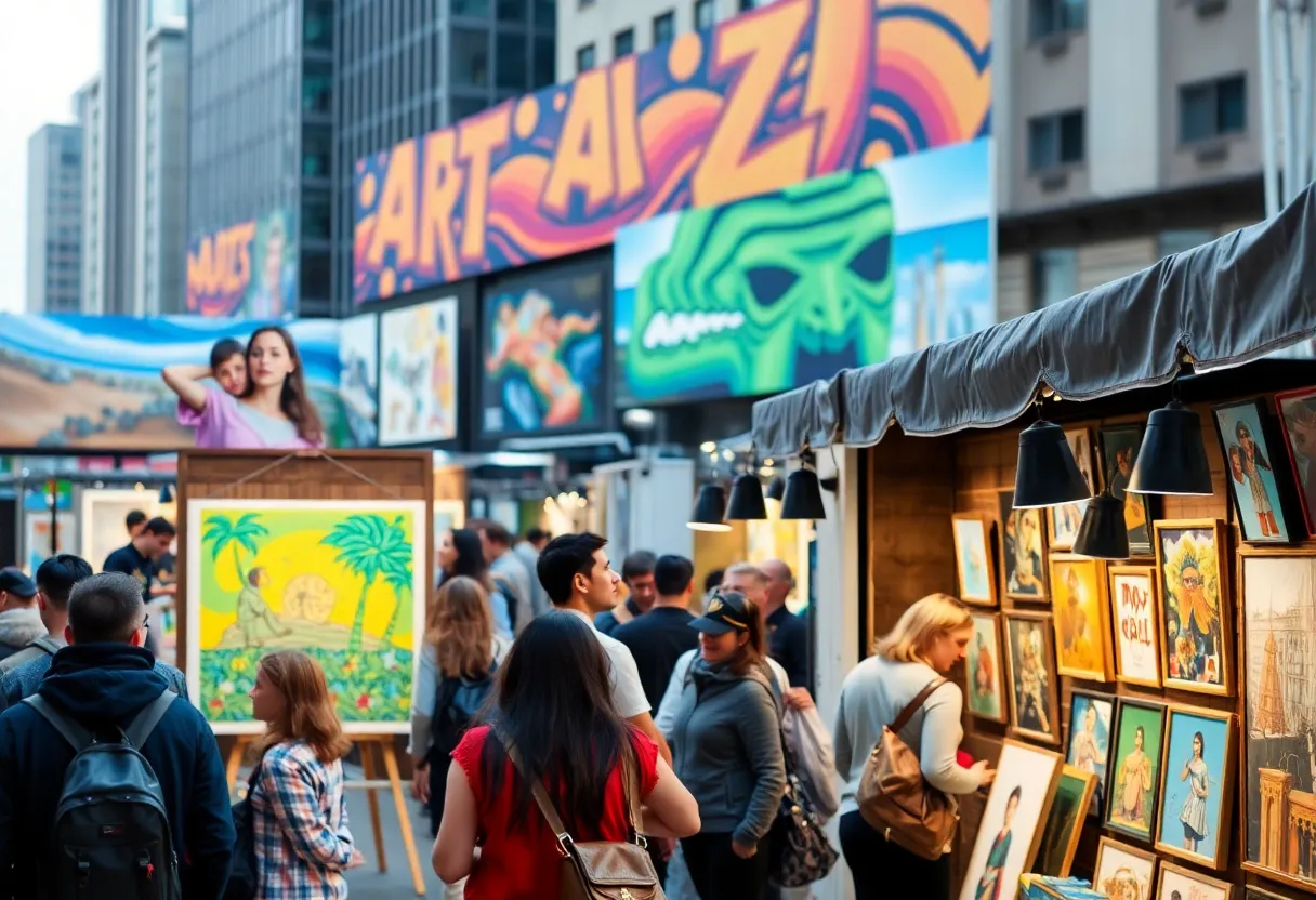 Art installations displayed during the ArtPrize festival in Grand Rapids.