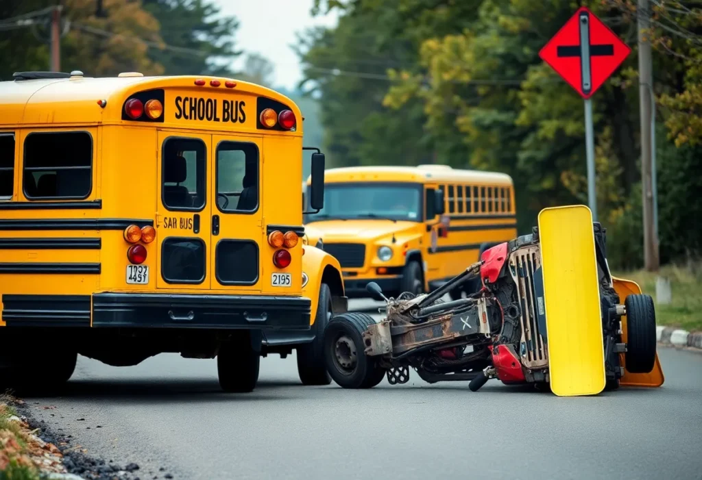School bus accident scene