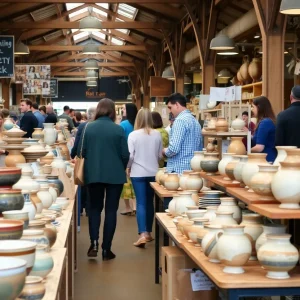 Ceramics and pottery displayed at a pop-up event