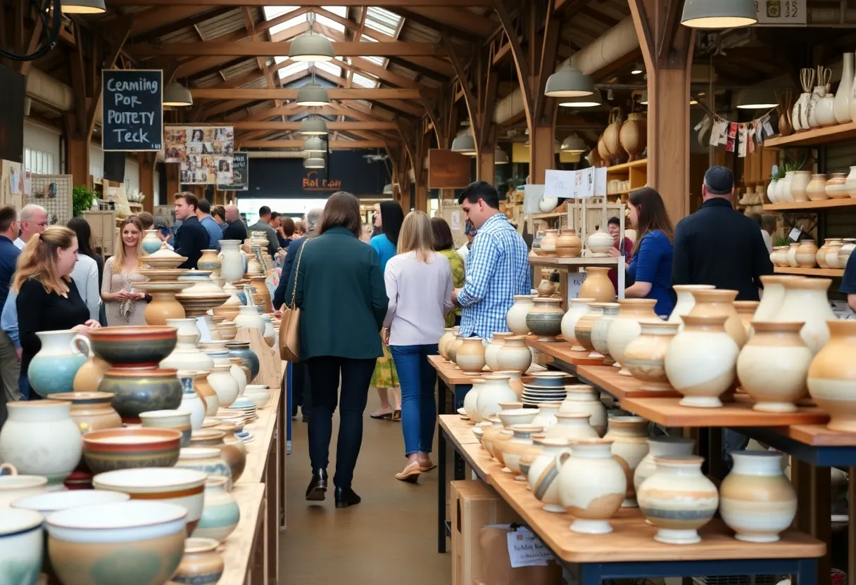 Ceramics and pottery displayed at a pop-up event