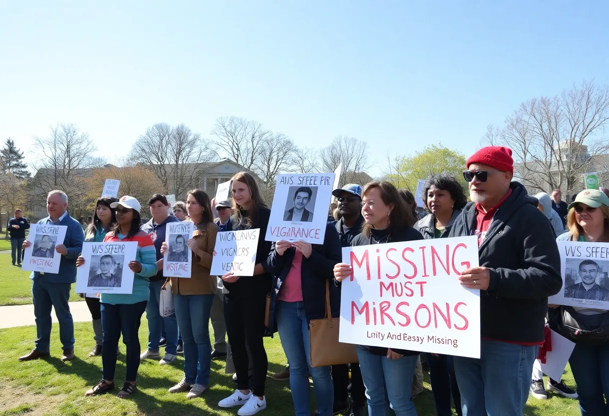 Community members rallying for missing persons awareness