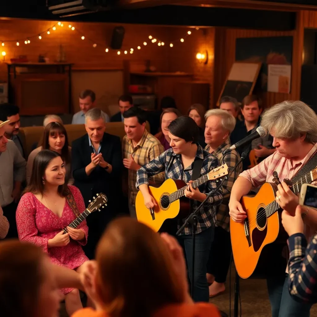Audience enjoying a folk music concert at St. Cecilia Music Center