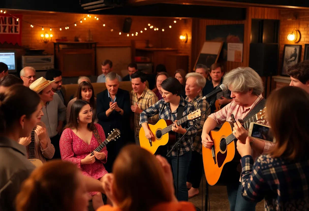 Audience enjoying a folk music concert at St. Cecilia Music Center