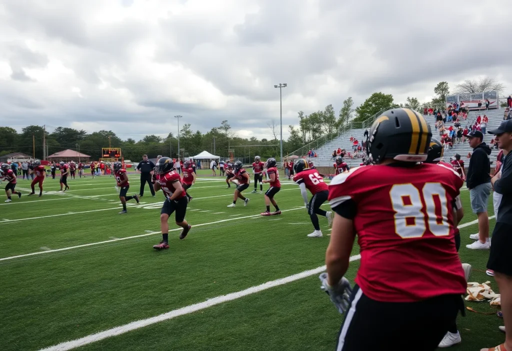 Players in a high school football game