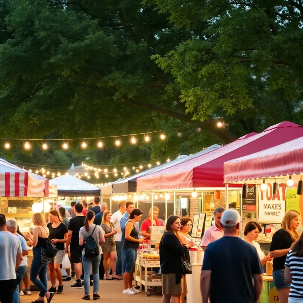 Community gathering at Fork Fest with local food vendors