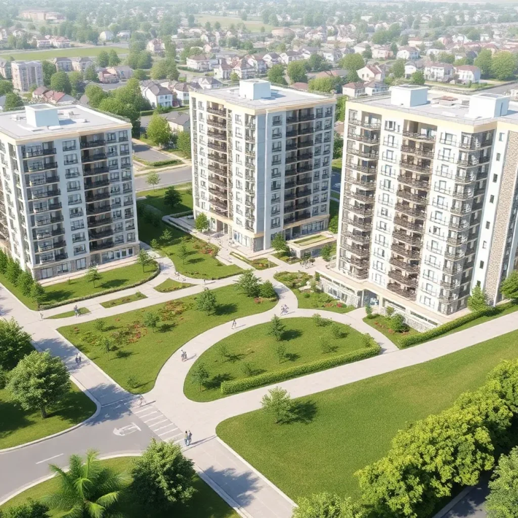 Conceptual illustration of Gaslight Village development in East Grand Rapids.