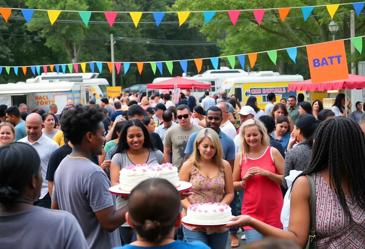 Community members participating in a cake walk event in Grand Rapids.
