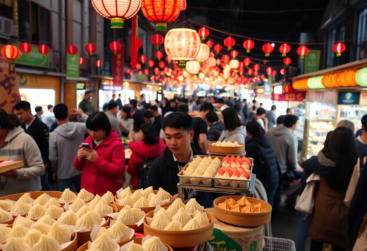 Crowd enjoying diverse dumplings at the Grand Rapids Dumpling Festival