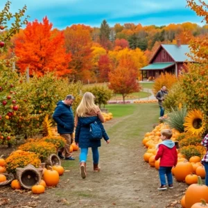 Families enjoying fall activities at an orchard in Grand Rapids